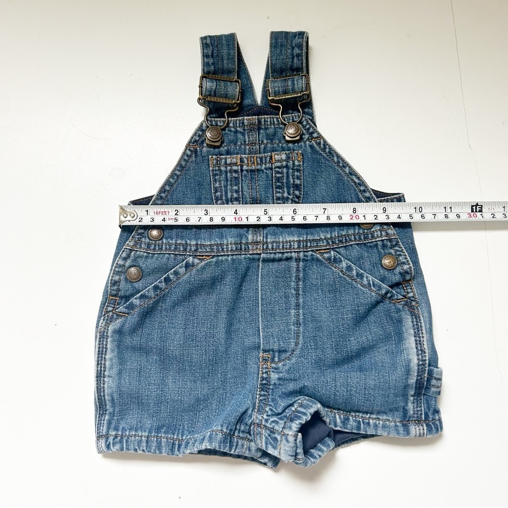 Vintage Baby GAP Blue Lined Denim Overall Shorts Beach Vacation Summer Spring - Picture 7 of 10